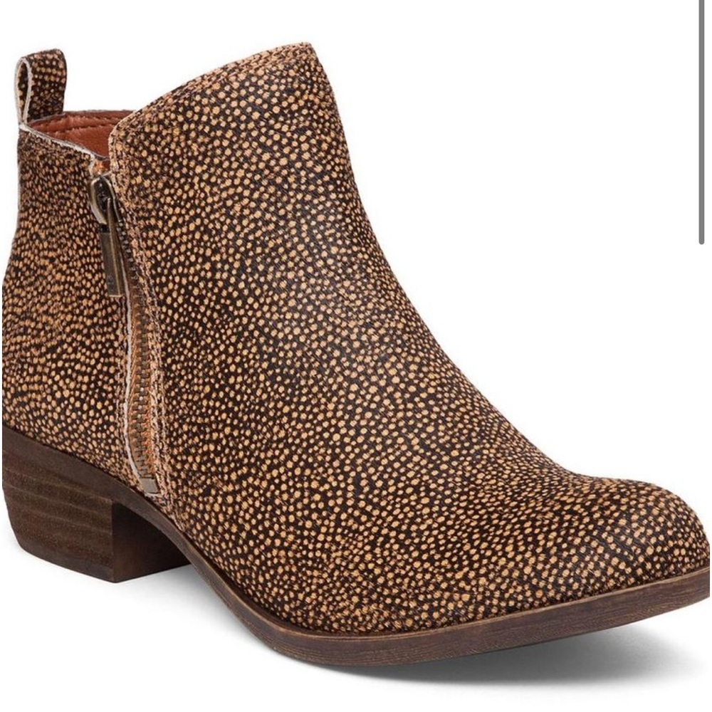 Lucky Brand Basel Booties - cashew black size 8.5